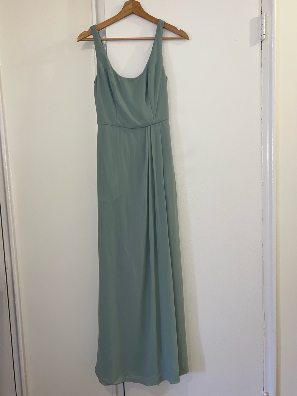 David’s Bridal Dusty Sage Chiffon Tank Scoop Neck Dress